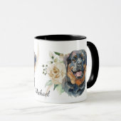 Rose Bouquet Rottweiler Hund Tasse (VorderseiteRechts)