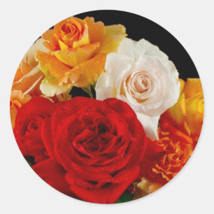 Rose Bouquet Runder Aufkleber
