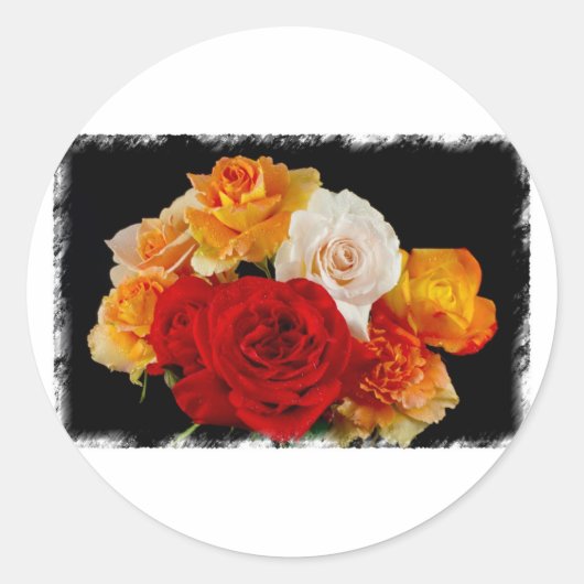 Rose Bouquet Runder Aufkleber (Vorderseite)