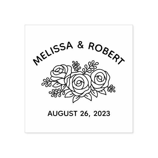 Rose Bouquet Save the Date Wedding Gummistempel (Prägung)