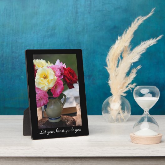 Rose Bouquet Tabletop Plaque mit Easel Fotoplatte (Seite)