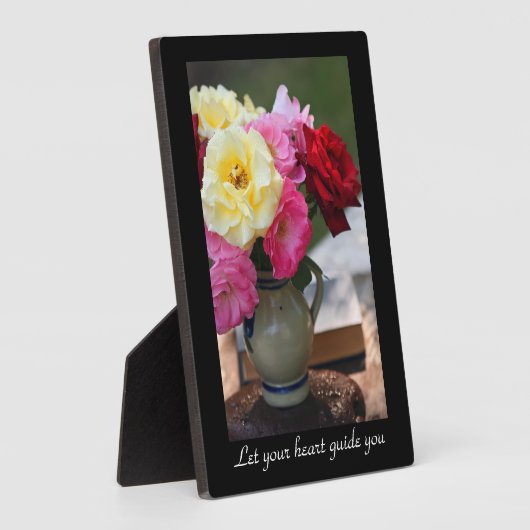 Rose Bouquet Tabletop Plaque mit Easel Fotoplatte (Seite)