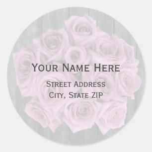 Rose Bouquet und Barnwood Address Label Runder Aufkleber