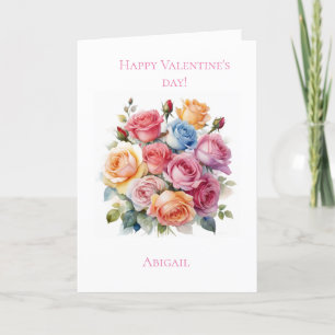 Rose Bouquet Valentine's Tageskarte für sie Feiertagskarte