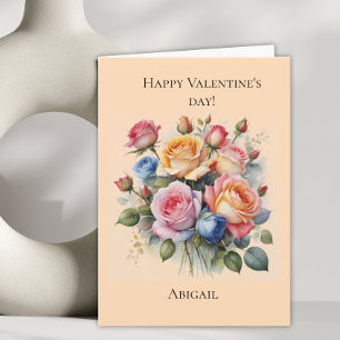 Rose Bouquet Valentine's Tageskarte für sie Feiertagskarte