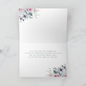 Rose Bouquet Watercolor Pale Blue Dankeschön Karte (Innenseite)