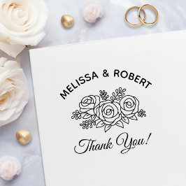 Rose Bouquet Wedding Vielen Dank Permastempel