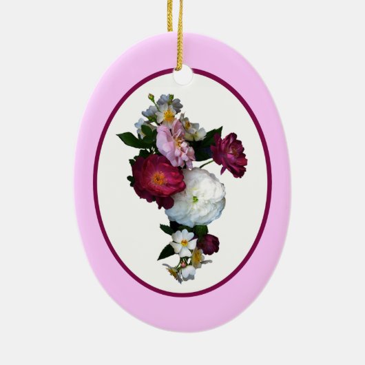 Rose Bouquet Weihnachtsgeschenk Keramik Ornament (Hinten)