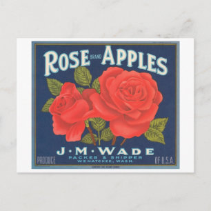 Rose Brand Äpfel Vintage-Kistenetikett Postkarte