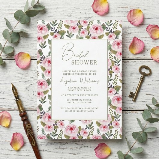 Rose Brautdusche Einladung