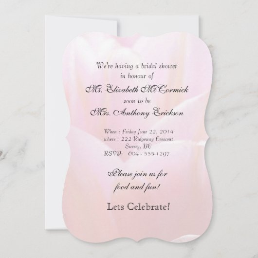 Rose Brautparty 1C Einladung (Rückseite)