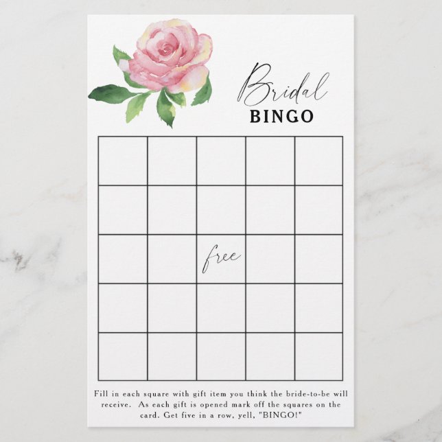 Rose - Brautparty-Bingo-Spiel (Vorderseite)