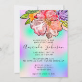 Rose Brautparty Birthday Holograph Blue Einladung (Vorderseite)