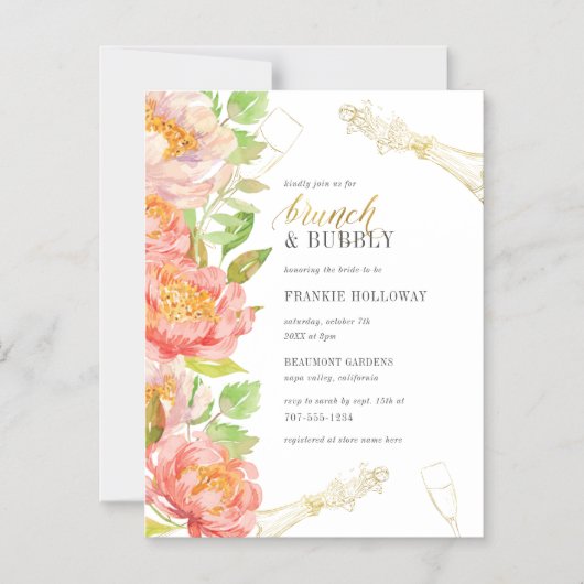 Rose | Brautparty Brunch & Bubbly Magneteinladung (Vorderseite)