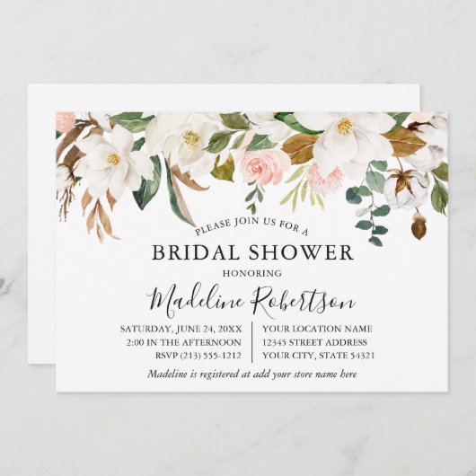 Rose Brautparty Einladung (Vorne/Hinten)