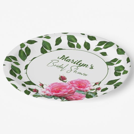 Rose Brautparty für benutzerdefinierte Teller (Schrägansicht)