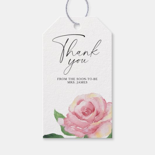 Rose - Brautparty vielen Dank Geschenkanhänger (Vorderseite)