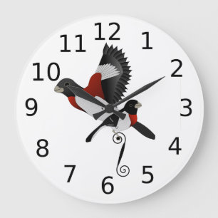 Rose Breasted Grosbeak Cardinal Bird Große Wanduhr