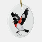 Rose Breasted Grosbeak-Vogel-Verzierung Keramikornament (Rechts)