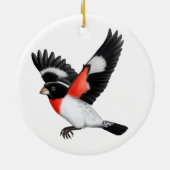 Rose Breasted Grosbeak-Vogel-Verzierung Keramikornament (Hinten)