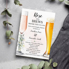 Rose & Brews Paare Hochzeit Eukalyptus Grüne Einladung