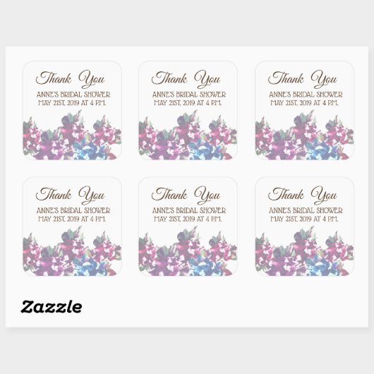Rose Bridal ShowerSticker Quadratischer Aufkleber (Blatt)