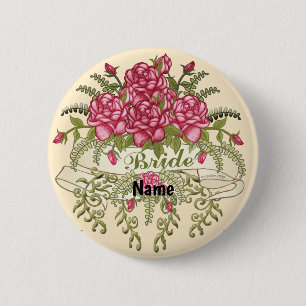 Rose Bride Wedding Button Taste
