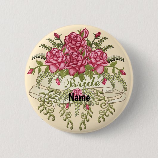 Rose Bride Wedding Button Taste (Vorderseite)