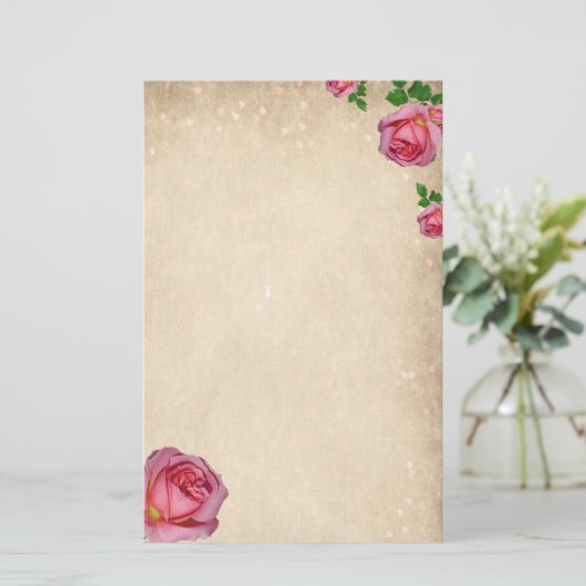 Rose Briefpapier (Stehend Vorderseite)