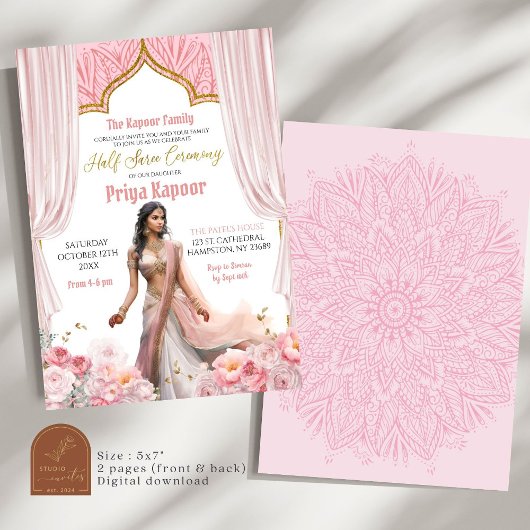 Rose Brown Indian Girl Halbfeier Einladung