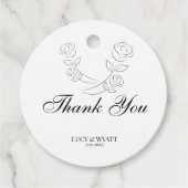 Rose Bud Modern Black and White Vielen Dank Geschenkanhänger (Vorderseite)