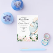 Rose/Budget Kinderdusche Einladung. Flyer (Einzeln)