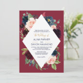 Rose Burgund Botanischer Rahmen II Hochzeit Einladung