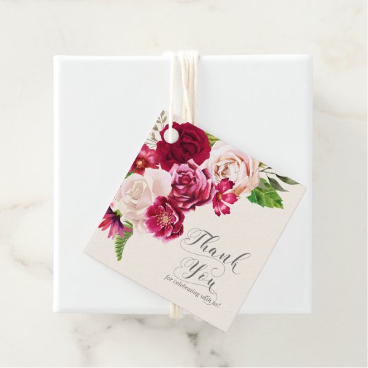 Rose Burgund/Cream Wedding Danke, ID584 Geschenkanhänger (Beispiel)