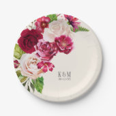 Rose Burgund/Cream Wedding ID584 Pappteller (Vorderseite)