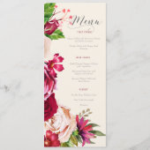 Rose Burgund/Cream Wedding Menu ID584 Menükarte (Vorderseite)
