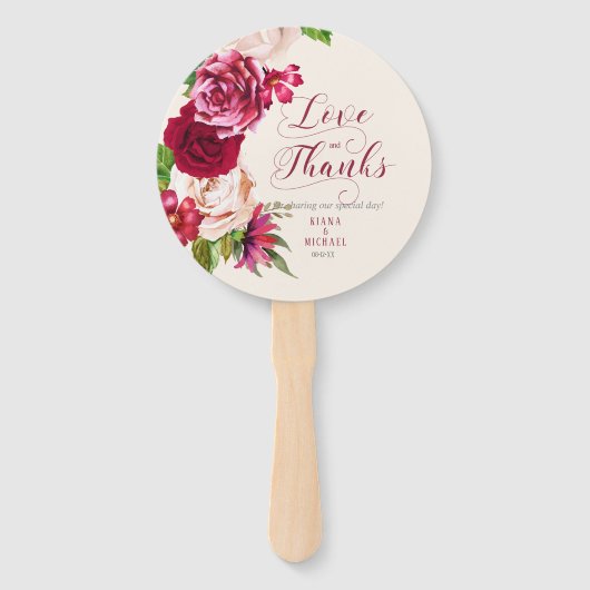 Rose Burgund/Cream Wedding Zeremonie ID584 Fächer (Vorderseite)