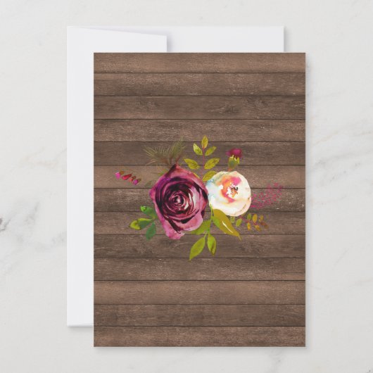 Rose Burgund Floral Rustic Gold Blush Danke (Rückseite)