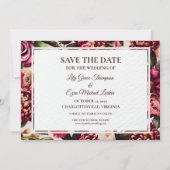 Rose Burgund und Rose Save The Date (Rückseite)