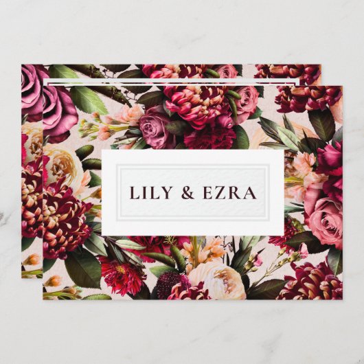 Rose Burgund und Rose Save The Date (Vorne/Hinten)