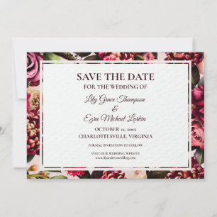Rose Burgund und Rose Save The Date
