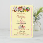 Rose Burgund Yellow Floral Wedding Einladung (Stehend Vorderseite)