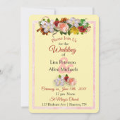 Rose Burgund Yellow Floral Wedding Einladung (Vorderseite)