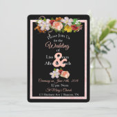 Rose Burgundy Black Floral Wedding Einladung (Stehend Vorderseite)