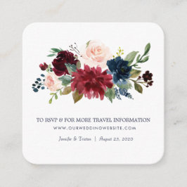 Rose Burgundy Bloral Wedding Kleine Hochzeit Begleitkarte