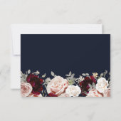 Rose Burgundy Bloral Wedding RSVP Einladung (Rückseite)