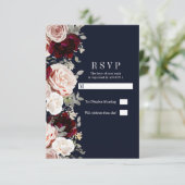 Rose Burgundy Bloral Wedding RSVP Einladung (Stehend Vorderseite)