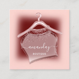Rose Burgundy Fashion Boutique Shop Kleiderhanger Quadratische Visitenkarte