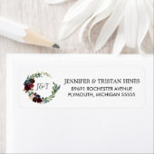 Rose Burgundy Floral Monogram Rücksendeadresse (Insitu)