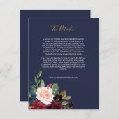 Rose Burgundy Floral Wedding Begleitkarte (Vorne/Hinten)